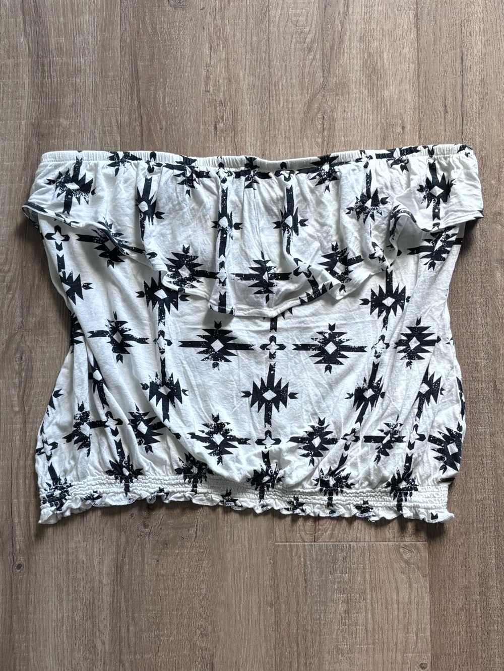 Garage Black and White Patterned Tube  Top